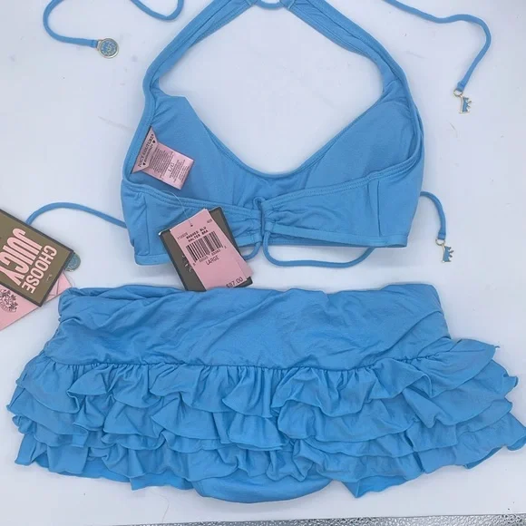 🦋🐬💙NWT RARE Vintage Y2K Juicy Couture Bikini in Washed Blue - Picture 9 of 11